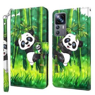 For Xiaomi 12T Pro/12T/Redmi K50 Ultra 3D Painting Pattern TPU + PU Phone Case(Panda Climbing Bamboo)