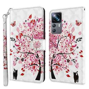 For Xiaomi 12T Pro/12T/Redmi K50 Ultra 3D Painting Pattern TPU + PU Phone Case(Cat Under The Tree)