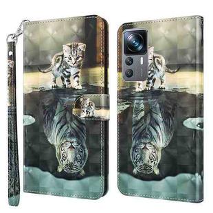 For Xiaomi 12T Pro/12T/Redmi K50 Ultra 3D Painting Pattern TPU + PU Phone Case(Cat Tiger)