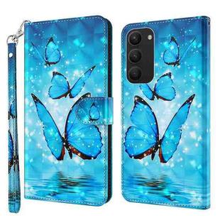 For Samsung Galaxy S23+ 5G 3D Painting Pattern TPU + PU Phone Case(Three Butterflies)