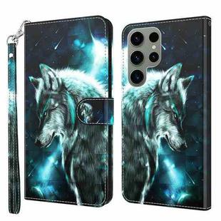 For Samsung Galaxy S23 ultra 5G 3D Painting Pattern TPU + PU Phone Case(Wolf)