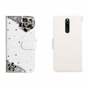 For Xiaomi Redmi 8 Horizontal Flip Solid Color Rhinestones Leather Case with Card Slot & Wallet & Holder(Camellia)