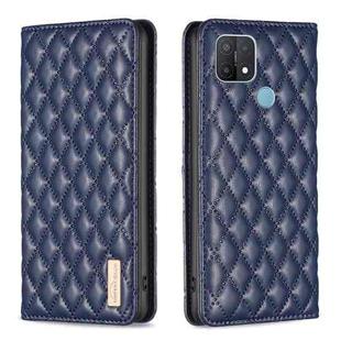 For OPPO A15 Diamond Lattice Magnetic Leather Flip Phone Case(Blue)