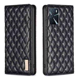 For OPPO A16s / A16 / A54s / A55 5G / A54 4G Diamond Lattice Magnetic Leather Flip Phone Case(Black)