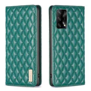 For OPPO A74 4G / F19 4G Diamond Lattice Magnetic Leather Flip Phone Case(Green)
