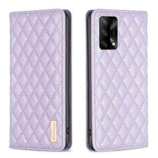 For OPPO A74 4G / F19 4G Diamond Lattice Magnetic Leather Flip Phone Case(Purple)
