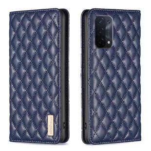 For OPPO A74 5G / A93 5G / A54 5G Diamond Lattice Magnetic Leather Flip Phone Case(Blue)