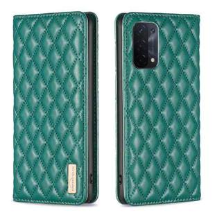 For OPPO A74 5G / A93 5G / A54 5G Diamond Lattice Magnetic Leather Flip Phone Case(Green)