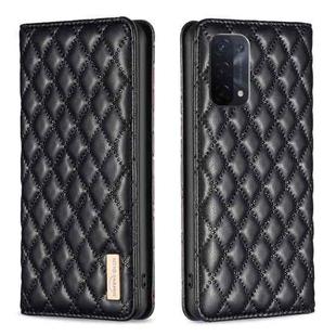 For OPPO A74 5G / A93 5G / A54 5G Diamond Lattice Magnetic Leather Flip Phone Case(Black)