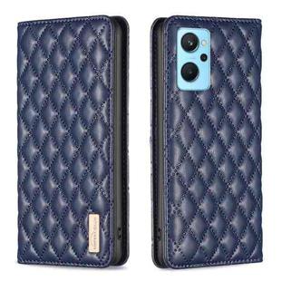 For OPPO A76 4G / A36 4G / K10 4G / Realme 9i Diamond Lattice Magnetic Leather Flip Phone Case(Blue)