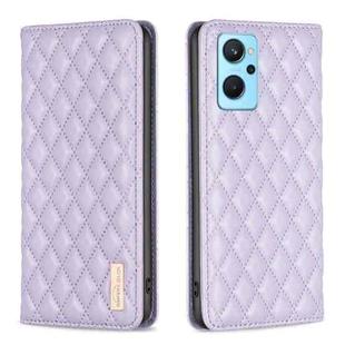 For OPPO A76 4G / A36 4G / K10 4G / Realme 9i Diamond Lattice Magnetic Leather Flip Phone Case(Purple)