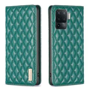For OPPO A94 4G / Reno5 F / F19 Pro Diamond Lattice Magnetic Leather Flip Phone Case(Green)