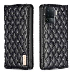 For OPPO A94 4G / Reno5 F / F19 Pro Diamond Lattice Magnetic Leather Flip Phone Case(Black)