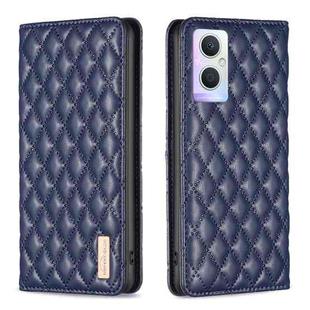 For OPPO A96 5G / Reno7 Z Diamond Lattice Magnetic Leather Flip Phone Case(Blue)
