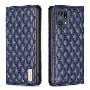 For OPPO Find X5 Pro Diamond Lattice Magnetic Leather Flip Phone Case(Blue)