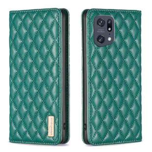 For OPPO Find X5 Pro Diamond Lattice Magnetic Leather Flip Phone Case(Green)