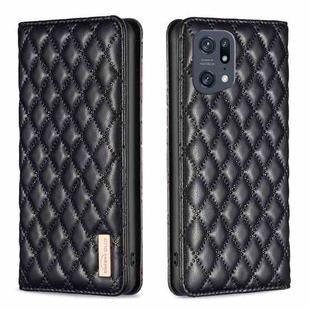 For OPPO Find X5 Pro Diamond Lattice Magnetic Leather Flip Phone Case(Black)