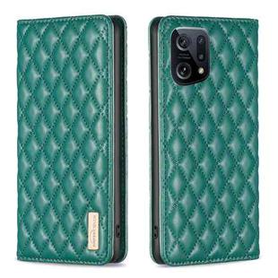 For OPPO Find X5 Diamond Lattice Magnetic Leather Flip Phone Case(Green)