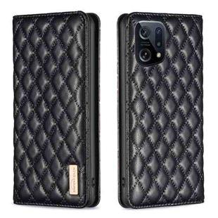 For OPPO Find X5 Diamond Lattice Magnetic Leather Flip Phone Case(Black)