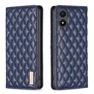 For vivo Y02s Diamond Lattice Magnetic Leather Flip Phone Case(Blue)