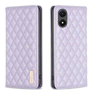 For vivo Y02s Diamond Lattice Magnetic Leather Flip Phone Case(Purple)