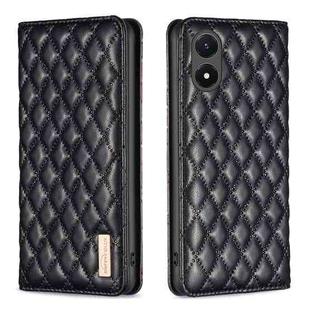 For vivo Y02s Diamond Lattice Magnetic Leather Flip Phone Case(Black)