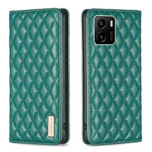 For vivo Y15s Diamond Lattice Magnetic Leather Flip Phone Case(Green)