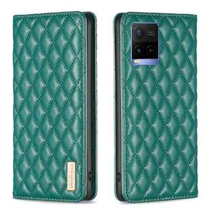For vivo Y21s / Y21 / Y33s Diamond Lattice Magnetic Leather Flip Phone Case(Green)
