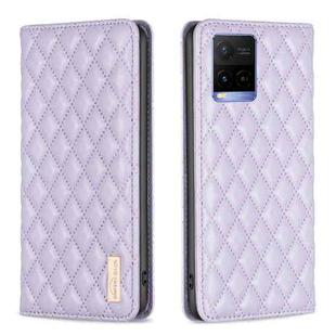 For vivo Y21s / Y21 / Y33s Diamond Lattice Magnetic Leather Flip Phone Case(Purple)