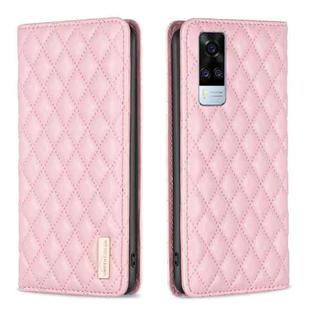 For vivo Y51 2020 / Y51a / Y51s Diamond Lattice Magnetic Leather Flip Phone Case(Pink)