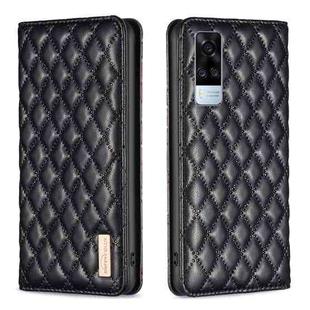 For vivo Y51 2020 / Y51a / Y51s Diamond Lattice Magnetic Leather Flip Phone Case(Black)