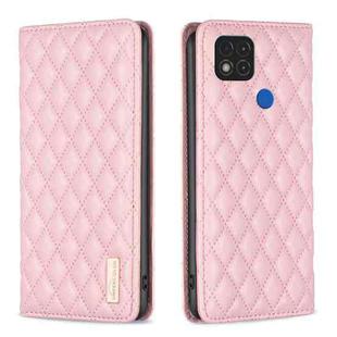 For Xiaomi Redmi 9C / 10A / Poco C31 Diamond Lattice Magnetic Leather Flip Phone Case(Pink)