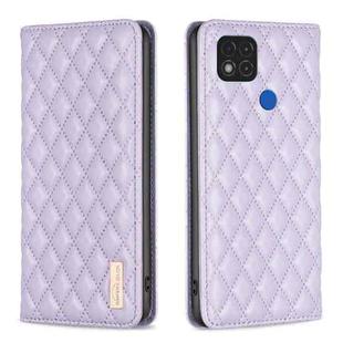 For Xiaomi Redmi 9C / 10A / Poco C31 Diamond Lattice Magnetic Leather Flip Phone Case(Purple)