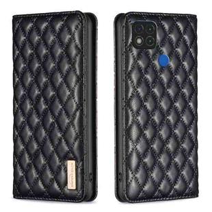 For Xiaomi Redmi 9C / 10A / Poco C31 Diamond Lattice Magnetic Leather Flip Phone Case(Black)