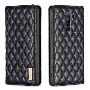 For Xiaomi Redmi 9 Diamond Lattice Magnetic Leather Flip Phone Case(Black)