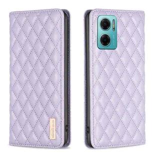For Xiaomi Redmi 10 5G / Note 11E Diamond Lattice Magnetic Leather Flip Phone Case(Purple)