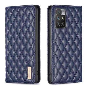 For Xiaomi Redmi 10 2022 / Note 11 4G Diamond Lattice Magnetic Leather Flip Phone Case(Blue)