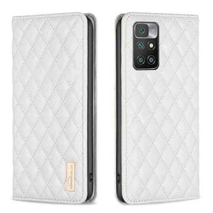 For Xiaomi Redmi 10 2022 / Note 11 4G Diamond Lattice Magnetic Leather Flip Phone Case(White)