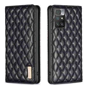 For Xiaomi Redmi 10 2022 / Note 11 4G Diamond Lattice Magnetic Leather Flip Phone Case(Black)