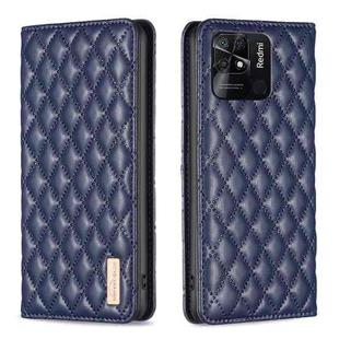 For Xiaomi Redmi 10C Diamond Lattice Magnetic Leather Flip Phone Case(Blue)
