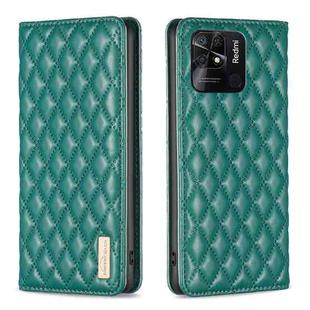 For Xiaomi Redmi 10C Diamond Lattice Magnetic Leather Flip Phone Case(Green)