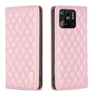 For Xiaomi Redmi 10C Diamond Lattice Magnetic Leather Flip Phone Case(Pink)