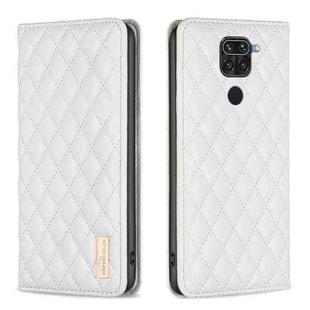 For Xiaomi Redmi Note 9 / 10X 4G Diamond Lattice Magnetic Leather Flip Phone Case(White)