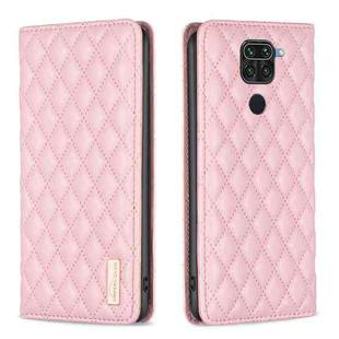 For Xiaomi Redmi Note 9 / 10X 4G Diamond Lattice Magnetic Leather Flip Phone Case(Pink)