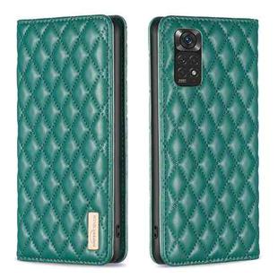 For Xiaomi Redmi Note 11 / 11S Diamond Lattice Magnetic Leather Flip Phone Case(Green)