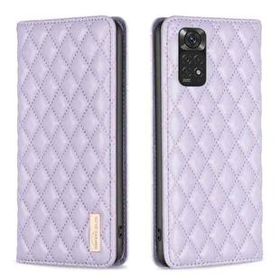 For Xiaomi Redmi Note 11 / 11S Diamond Lattice Magnetic Leather Flip Phone Case(Purple)