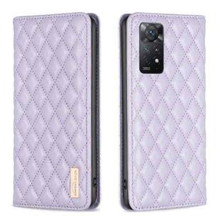 For Xiaomi Redmi Note 11 Pro 5G Diamond Lattice Magnetic Leather Flip Phone Case(Purple)