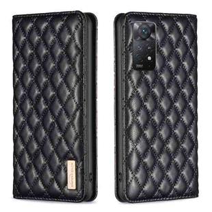 For Xiaomi Redmi Note 11 Pro 5G Diamond Lattice Magnetic Leather Flip Phone Case(Black)