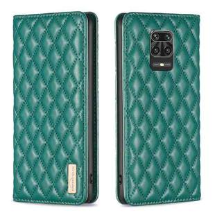 For Xiaomi Redmi Note 9 Pro Max Diamond Lattice Magnetic Leather Flip Phone Case(Green)