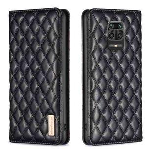 For Xiaomi Redmi Note 9 Pro Max Diamond Lattice Magnetic Leather Flip Phone Case(Black)